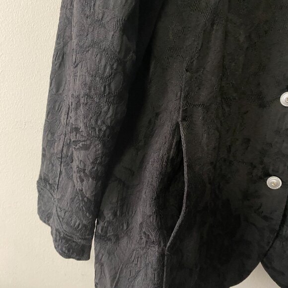 Christine Alexander Cotton Blend Rhinestone Button Black Textured Jacket - Picture 9 of 15